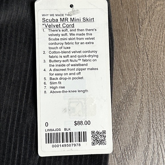 Lululemon Scuba High Rise Mini Skirt Velvet Cord Dark Gray Size 0 - Picture 5 of 9